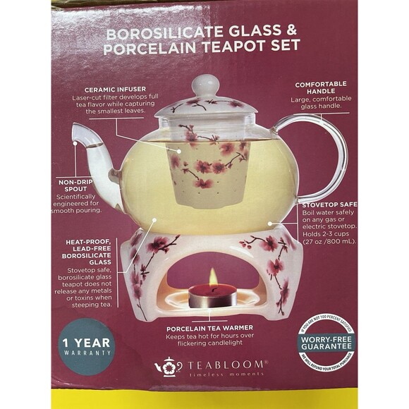 Teabloom Cherry Blossom Tea Set with Infuser and Tea Warmer - Picture 4 of 7